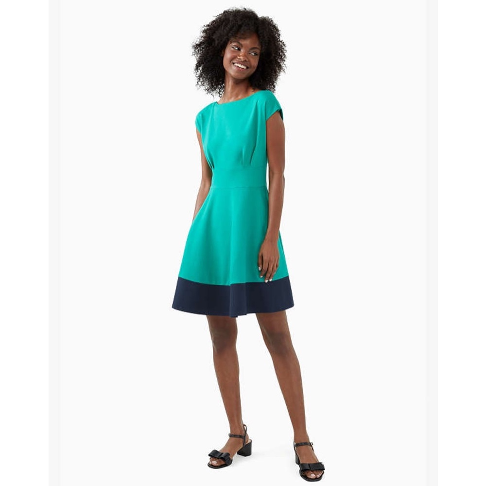 Elegant Teal And Navy Dress